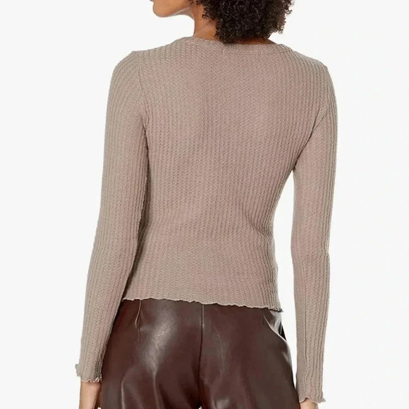 KENDALL + KYLIE Women's Button Front Long Sleeve Top Knit Beige Small - Picture 2 of 11